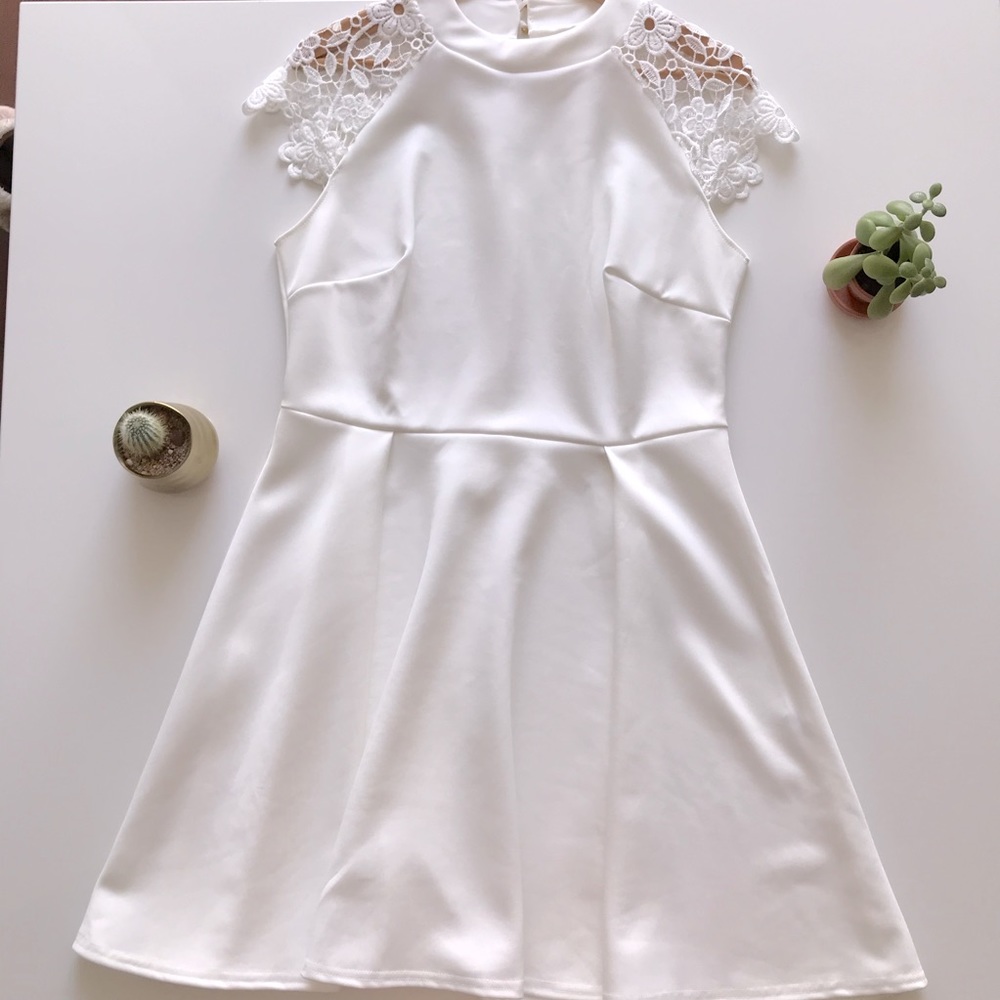 Elegant White Dress with Lace Details